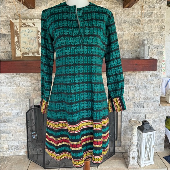 Vintage 1960s Dress Batik Dress Cotton Weave Size 8 - Picture 3 of 16